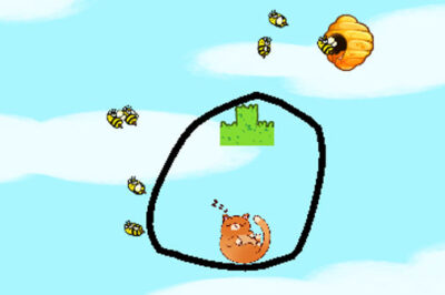 ネコをハチから守る線引きパズル【キャットレスキュー (Cat Rescue)】