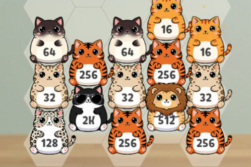 キャタフォール2048のゲーム画面